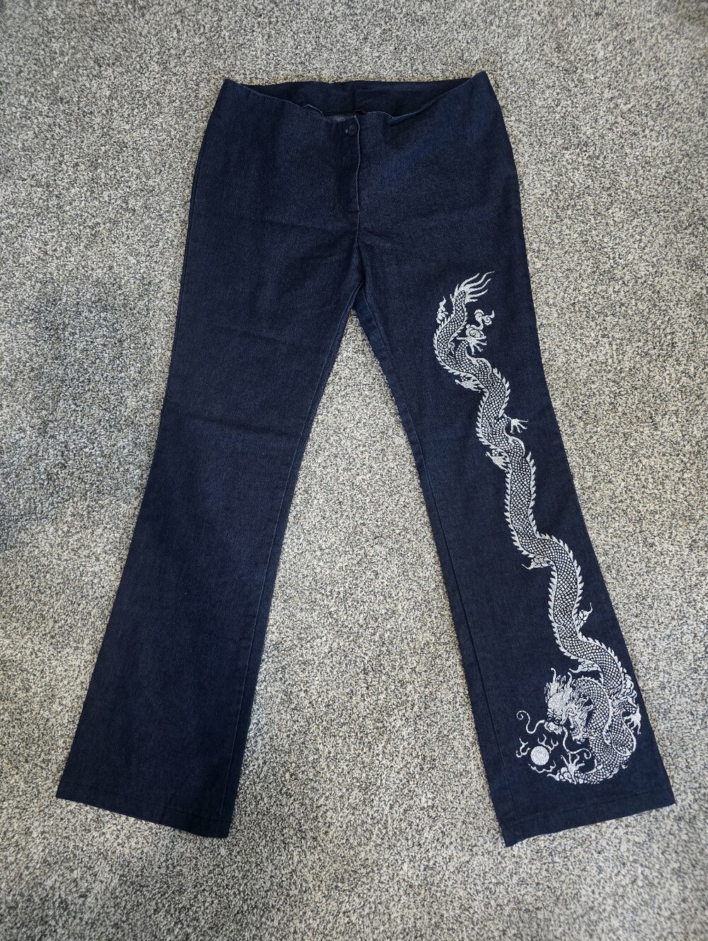 Y2K Vintage Divine Dragon Graphic Dragon Denim-Like Pants Wide Leg Medium